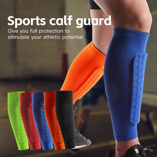1 PC Manguitos para piernas Espinilleras a prueba de golpes con diseño de panal de abeja de nailon, calcetines de soporte, espinilleras, equipo de fútbol, protectores de espinillas, leggings deportivos