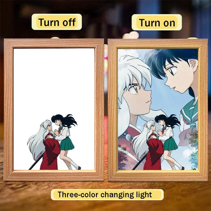 Anime Character Light Picture Frame, Inuyasha Character LED Light, Wall Decoration, Room Night Light, Gift, Moonlight Light