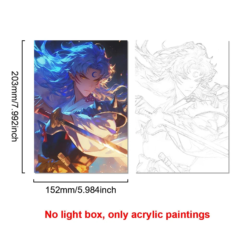 Anime Character Light Picture Frame, Inuyasha Character LED Light, Wall Decoration, Room Night Light, Gift, Moonlight Light