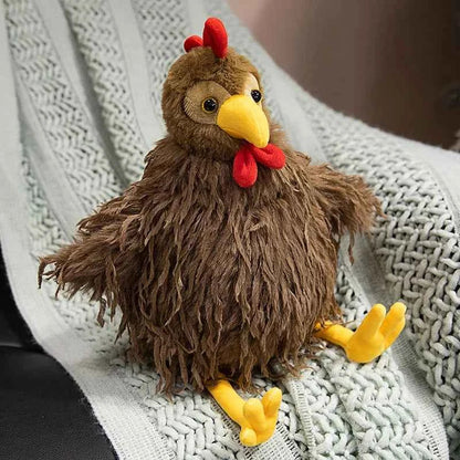Fluffy Chicken Plush Toys Cute Farmyard Animal White