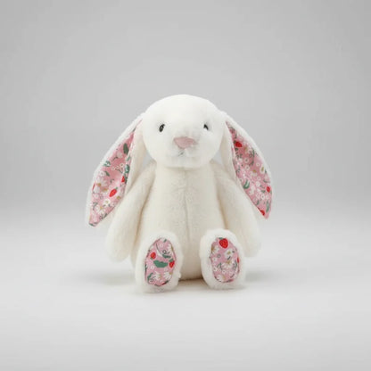 Soft Floral Ears Bonnie Rabbit Plush Toy - Cute Bunny Stuffed Doll for Kids Birthday Gift