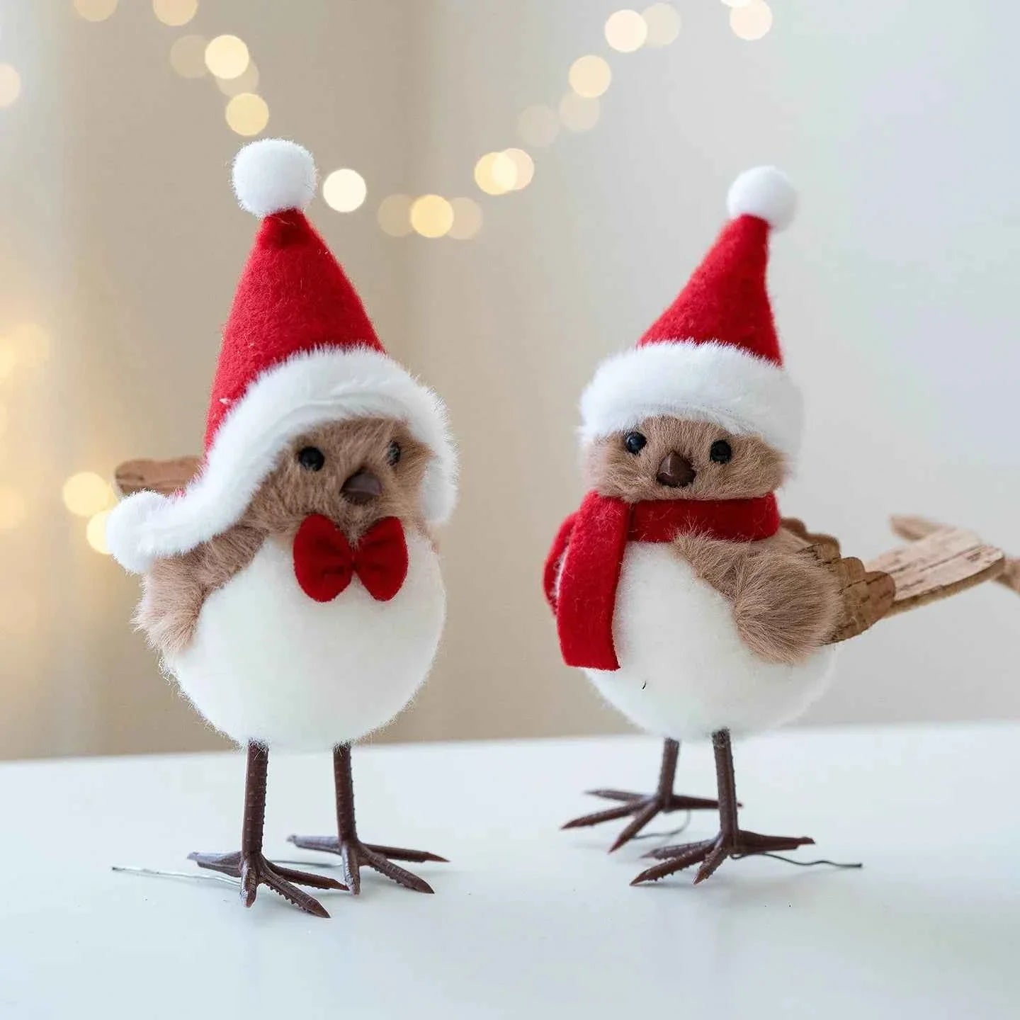 Cute Plush Bird/Bear Couple Christmas Tree Hanging Pendant - Handcrafted Xmas Ornament