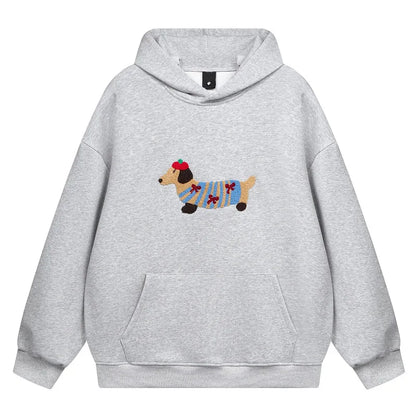 2026 Womens Casual Dog Print Hooded Sweatshirt Loose Long Sleeve O Neck Solid Color With Pockets Fashion Spring Summer Outwear