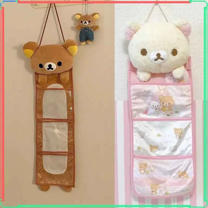 Kawaii Rilakkuma Wall Hanging Storage Bag Cartoon Bear Door