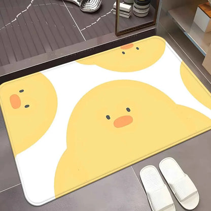 Cute Yellow Duck Face Doormat Non-Slip Absorbent Rug