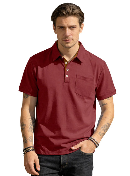 Men's Casual Business Polo Shirt Lapel Collar Chest Pocket Loose Short Sleeve Summer Daily Wear 2026 Summer New Men's Polo Shirt