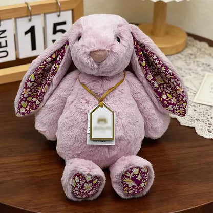 Pink Floral Rabbit Plush Toy – Cute Soft Bunny Doll for Kids Comfort & Birthday Gift