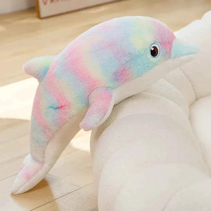 Cute Colorful Dolphin Plush Toy (19.7 in) - Soft Cartoon Throw Pillow Home Decor Gift