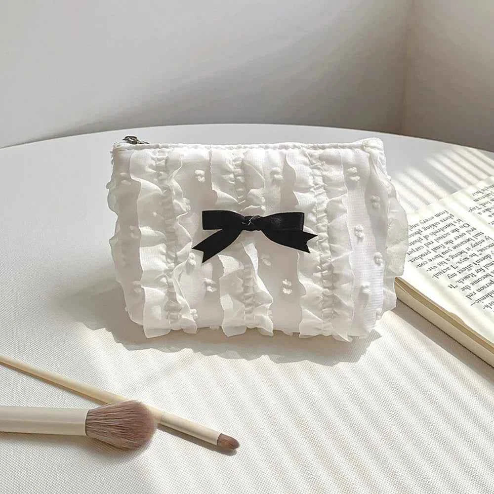 Cute Lace Bow Coin Purse Portable Cosmetic Storage Bag Key