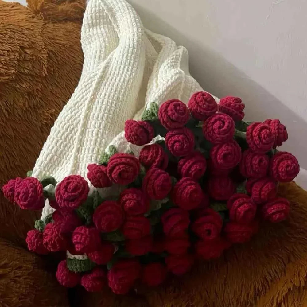 Flower Bouquet Blanket – Soft Lightweight Knitted Throw for Birthday, Wedding & Valentine Gift