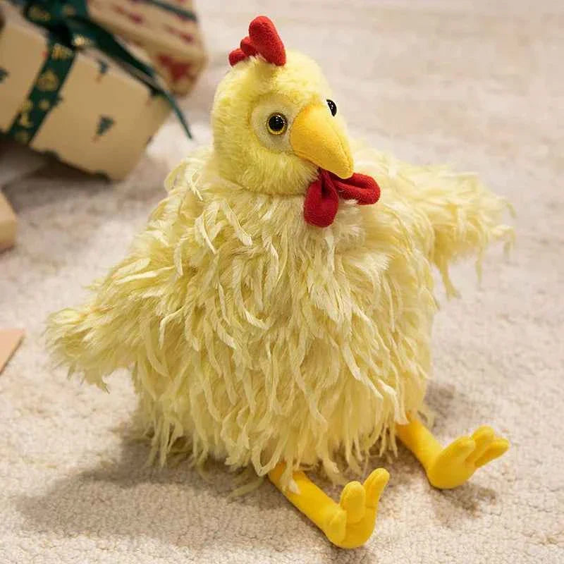 Fluffy Chicken Plush Toys Cute Farmyard Animal White