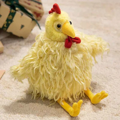 Fluffy Chicken Plush Toys Cute Farmyard Animal White