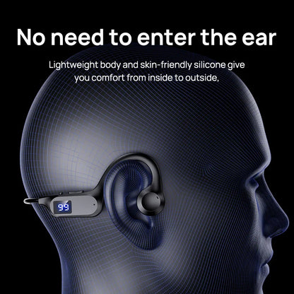 X7 Wireless Sports Earhook-Style Non-In-Ear Air Conductive Bluetooth Headset with Memory Card Insertion and LED Battery Display