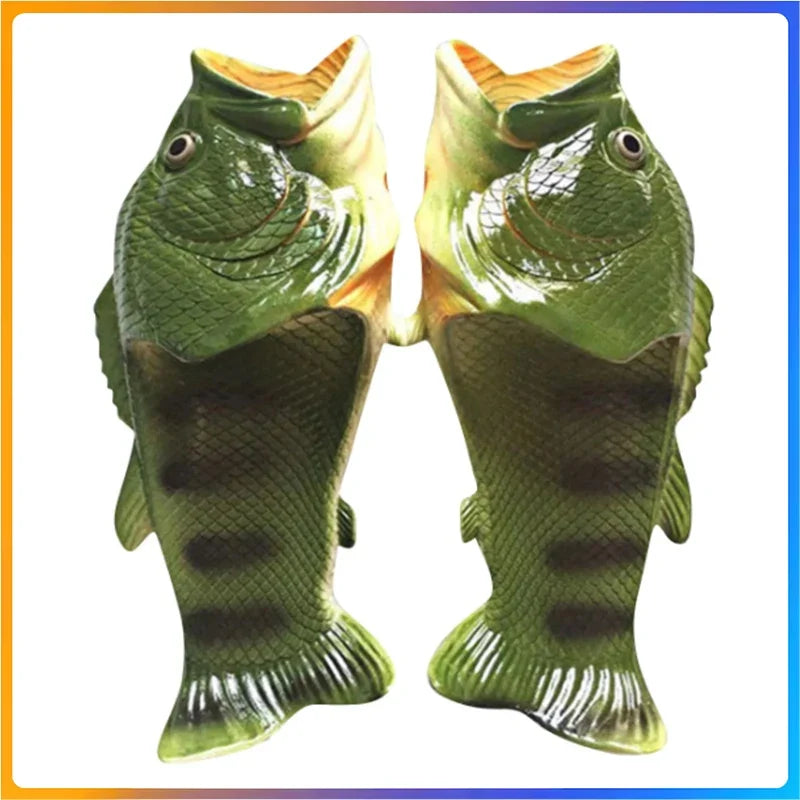 2025 Funny Slippers For Women Couple Shoes Family Shoes Parent-Child Sandals Large Size 32-46 Summer Beach Shoes Fish Slippers