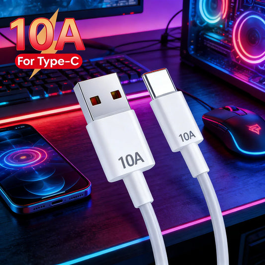 Cable de carga rápida para teléfono USB A de 10 A, USB a Tipo-C, cable de datos de alta potencia, cable de carga rápida para iPhone, Xiaomi, Samsung, Huawei