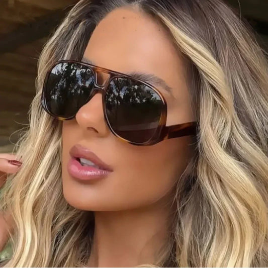 Gafas de sol de gran tamaño para mujer, estilo doble puente, antirreflejo, para camping, senderismo, moda, exteriores, conducir, playa, viaje, protección UV4400