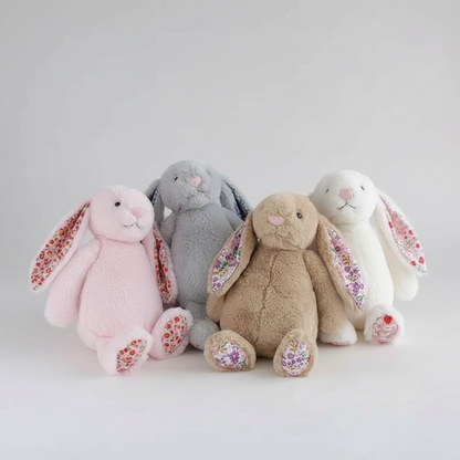 Soft Floral Ears Bonnie Rabbit Plush Toy - Cute Bunny Stuffed Doll for Kids Birthday Gift