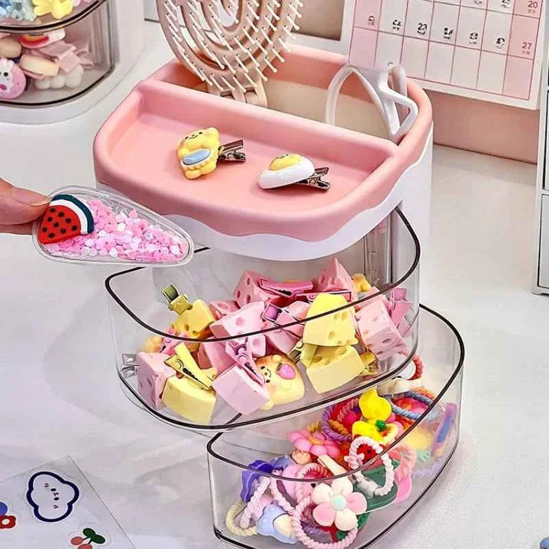 2 Layers Cute Children's Hair Accessories Storage Box