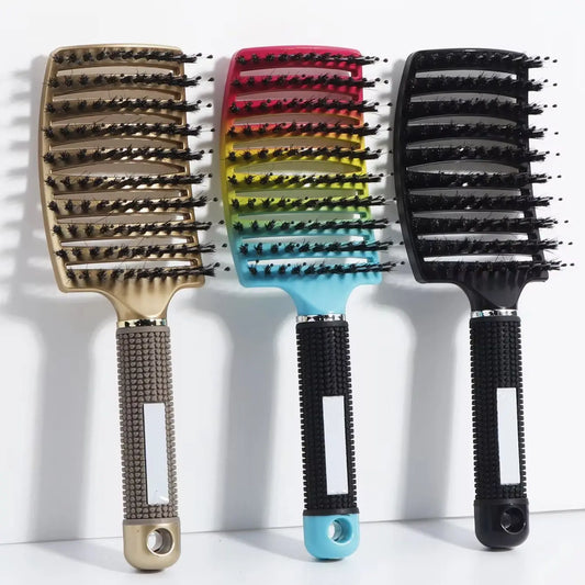 Cepillo desenredante de cerdas de nailon para mujer, peine de masaje en húmedo, herramientas de peluquería para cabello rizado, especial para pelucas de cabello real
