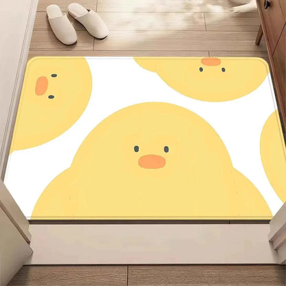 Cute Yellow Duck Face Doormat Non-Slip Absorbent Rug