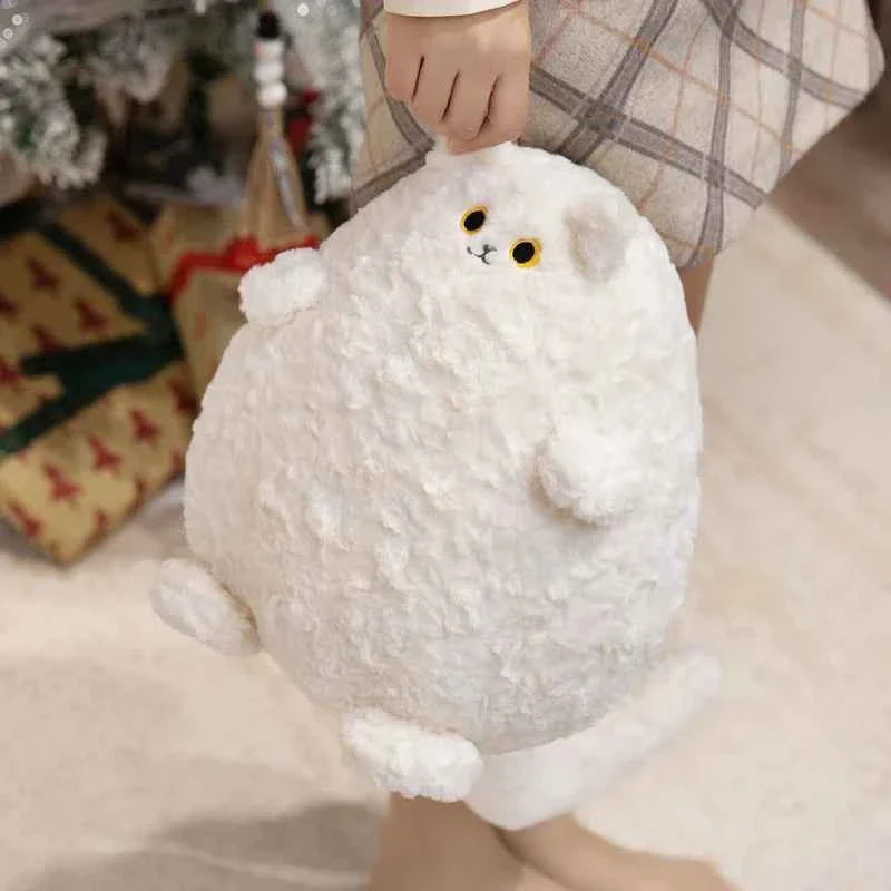 Lifelike Fat Black and White Cat Plush Toy (11.8 in) - Long Tail Stuffed Animal Gift
