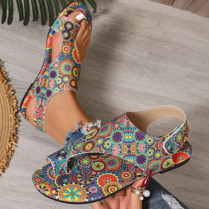 2025 Women Flat Sandals Comfortable Flats Sandals Printed Bohemia Roman Style Shoes for Women Fashion Shoes Sandalias De Mujer