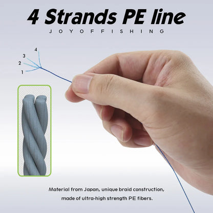JOF 300M 500M 1000M 8 Strands 4 Strands 18-88LB PE Braided Fishing Wire Multifilament Super Strong Fishing Line Japan Multicolor