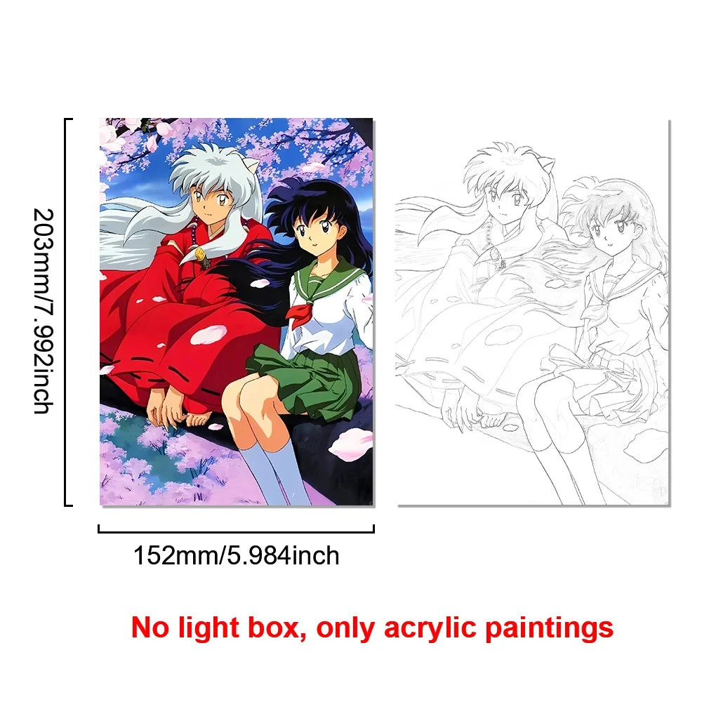 Anime Character Light Picture Frame, Inuyasha Character LED Light, Wall Decoration, Room Night Light, Gift, Moonlight Light