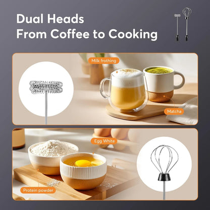 Milk Frother Wand Coffee Frother Handheld Foam Maker For Latte Rechargeable Electric Milk Frother Handheld Drink Mixer Gift Idea