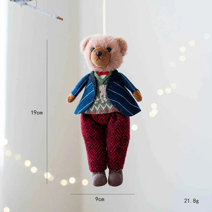 Cute Plush Bird/Bear Couple Christmas Tree Hanging Pendant - Handcrafted Xmas Ornament