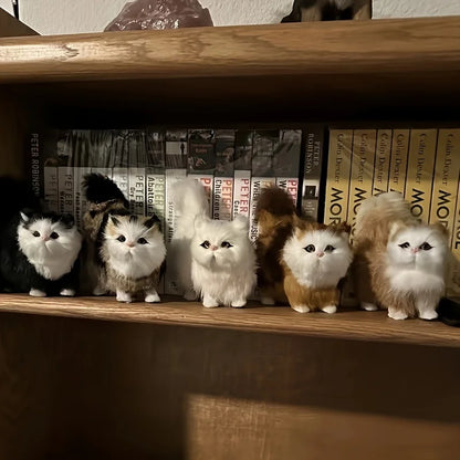 Soft Simulation Cat Plush Toys Stuffed Kitten Model Fake Cats Realist Animals for Birthday Valentine's Day Gift