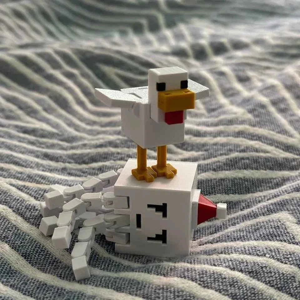 1/2/5Pcs 3D Printed Plastic Pixel Chicken Figurine Toy MC