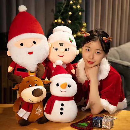 Cute Christmas Plush Dolls (Up to 19.7 in) - Stuffed Santa, Snowman & Elk Toy Gift