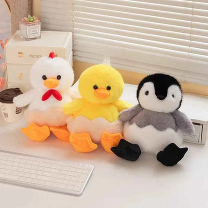 Fluffy Chicken Plush Toys Cute Farmyard Animal White