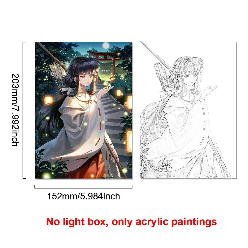 Anime Character Light Picture Frame, Inuyasha Character LED Light, Wall Decoration, Room Night Light, Gift, Moonlight Light