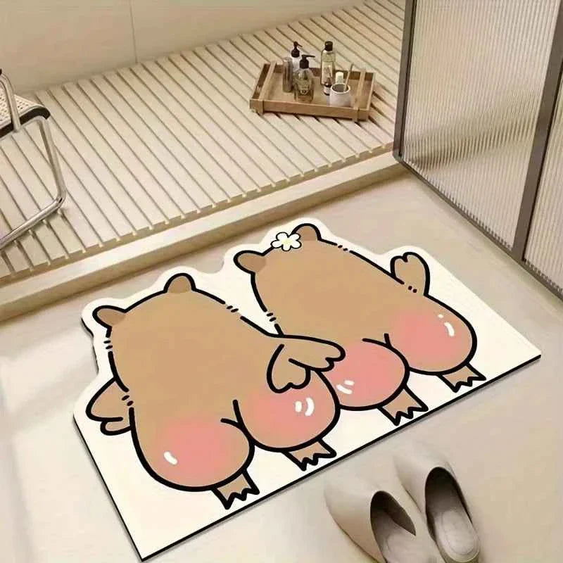 Cute Cartoon Bear Carpet Kitchen Rug Doormat Welcome Mat