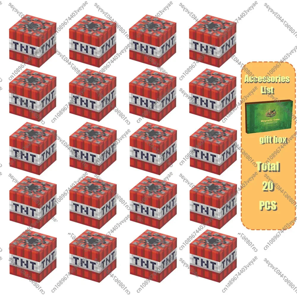 Magnetic Building Blocks Mine World Magnet Cube Set for Boy Girl Kid Age 3+ DIY Model Children Stem STEM Sensory Toy Gift