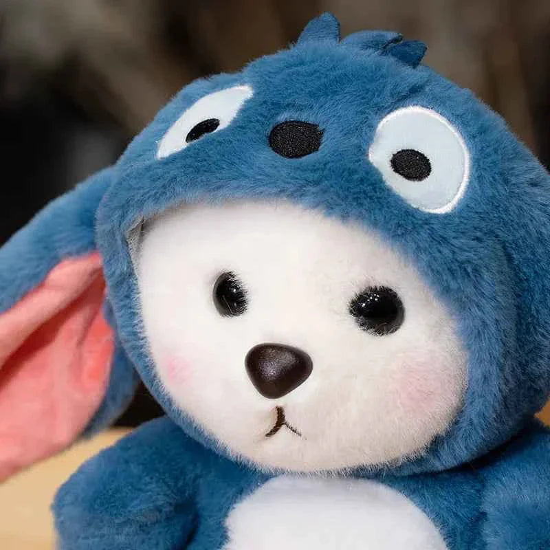 Kawaii White Bear Plush Toy (9.8 in) - Transforms into Pikachu/Stitch Soft Doll Gift