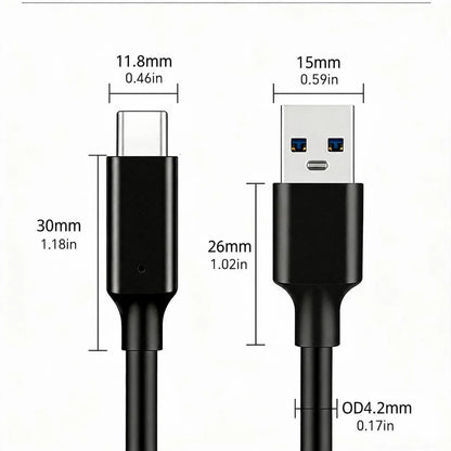 USB 3.2 Type C to A Cable 10Gbps 60W PD Fast Charging Data Transfer for Galaxy S23 S22 Note 20 Pixel iPad Pro SSD Android Auto