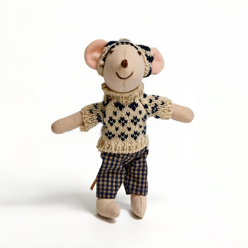 1PCS Plush Mouse Doll Toy Soft Stuffed Animal Friend for Kids Holiday Birthday Gift Room Decor Pretend Play