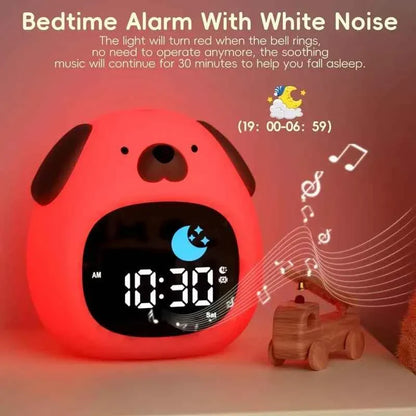 Kawaii Puppy Sleep Training Alarm Clock (3.9 in) - Cute Touch Night Light for Kids