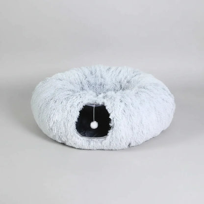 Plush Cat Tunnel Bed – 2-in-1 Cozy Sleeping Bed and Interactive Toy