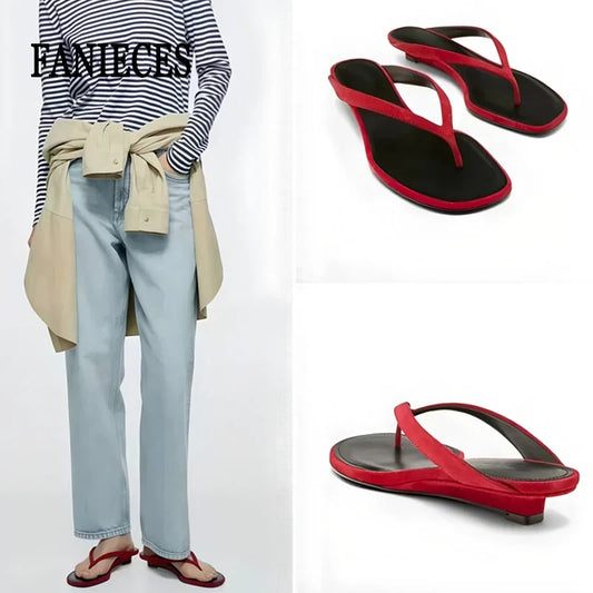 ZAROY Chanclas Rojas para Mujer, Zapatillas de Verano con Punta Cuadrada, Tacón Bajo Fino, Mules Informales de Playa, Sandalias, Zapatos