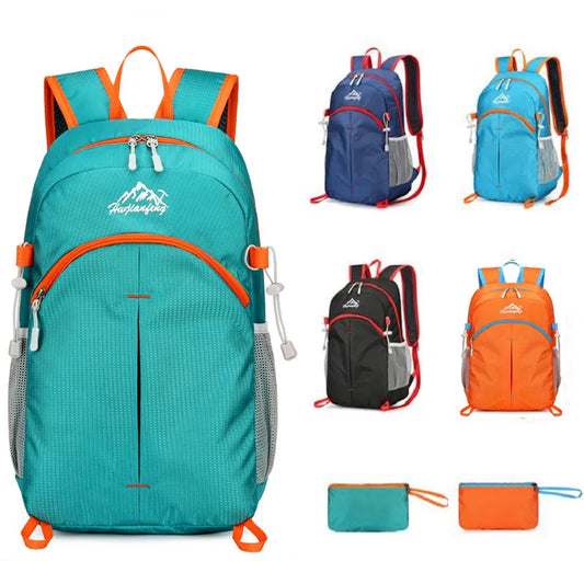 Mochila de senderismo ultraligera unisex plegable para hombre y mujer, para viajes al aire libre, ciclismo, montañismo, nailon