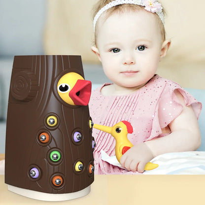 Baby Toy Woodpecker Catching Worms