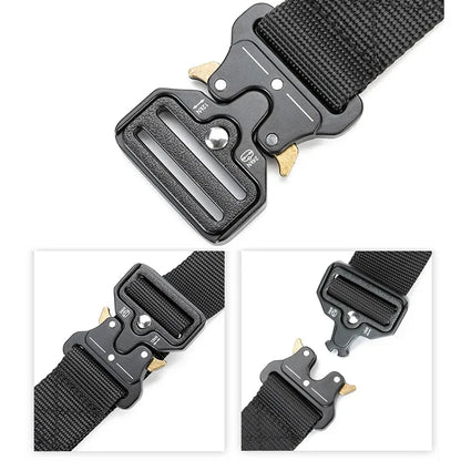 Tactical Quick Release Belt Military Style Nylon Waistband Durable Breathable Adjustable Outdoor Hiking Work Casual Belt for Men