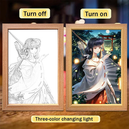 Anime Character Light Picture Frame, Inuyasha Character LED Light, Wall Decoration, Room Night Light, Gift, Moonlight Light