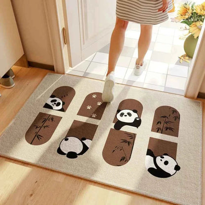 Entry Door Mat Cartoon Black Cat Square Floor Mat Entrance
