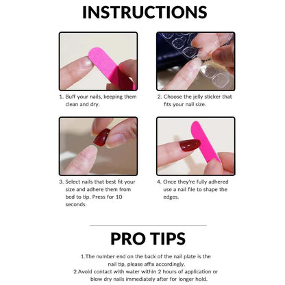 24pc Short French Pop Heart Press On Nails - Includes Jelly Gel & Nail File