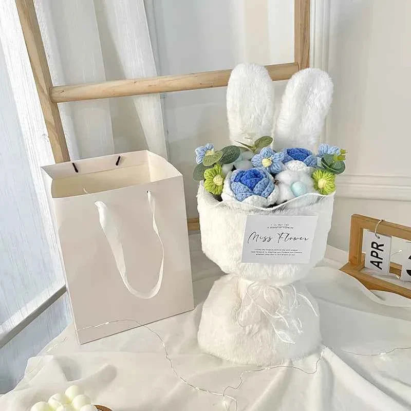Cute Knitted Rabbit Plush Bouquet - Graduation/Valentine's Day/Birthday Gift